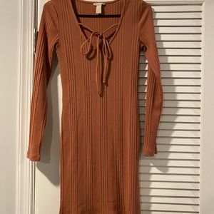 Long Sleeve Burnt Orange Dress Forever 21